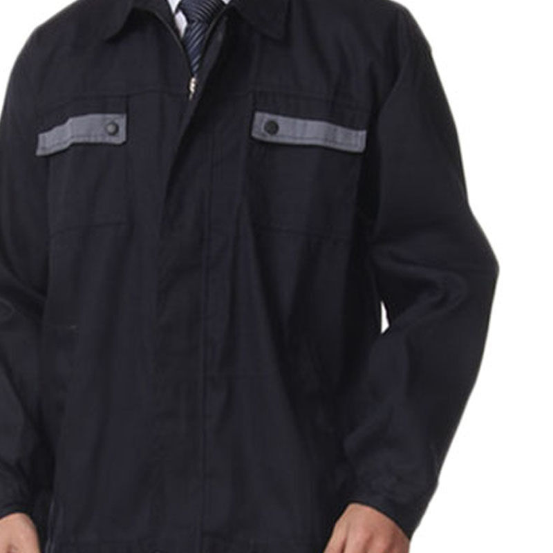 戶外尖鋒秋款003帆布灰兜蓋長(zhǎng)袖電焊汽修工裝勞保工作服套裝 黑色 165